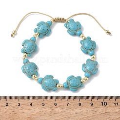 Bracelets ajustables en turquoise synthétique et perles tressées d'hématite non magnétique&nbsp;BJEW-JB13731-02