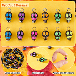 100 Stück 2 Farben Totenkopf-Acrylanhänger&nbsp;SACR-HY0001-02