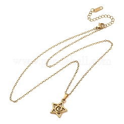 Collares con colgante de estrella de acero inoxidable 304 y cadena de cable para hombres y mujeres&nbsp;NJEW-K308-01B-G