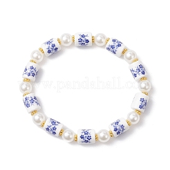 Браслеты из искусственного жемчуга ручной работы с печатью и АБС-пластиком&nbsp;BJEW-JB12699