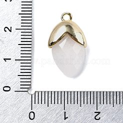 天然石ペンダント  金色の真鍮のパーツと  イチゴの形をしたチャーム  多面カット  19.5x12x6.5mm  穴：1.6mm&nbsp;G-U019-03A