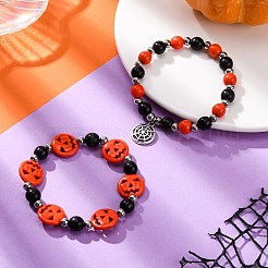 2 шт. эластичные браслеты из стеклянных и синтетических бирюзовых бусин BJEW-JB12483-03