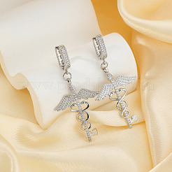 Модные латунные серьги-кольца с двумя змеями и крыльями из прозрачного кубического циркония IC7778-1