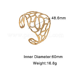 Brazaletes anchos abiertos con forma de hoja hueca de acero inoxidable 304 para mujer&nbsp;WG4B663-01