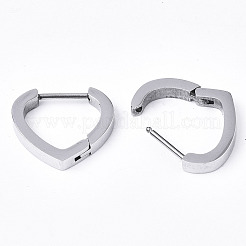 変色しにくい304ステンレススチール製フープピアス  ハート  ステンレス鋼色  15x16x3mm  ピン：1mm&nbsp;EJEW-N016-001
