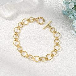 Bracelets en laiton à maillons ronds texturés et taillés en diamant pour femmes&nbsp;BJEW-JB14115