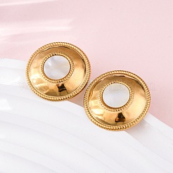 Серьги-гвоздики из натуральной белой ракушки из нержавеющей стали 304 EJEW-Z103-08G