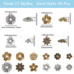 360шт 12 стиля колпачки из сплава в тибетском стиле&nbsp;TIBE-SC0002-39