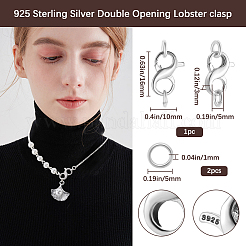 1 шт. 925 застежки-карабины из стерлингового серебра с родиевым покрытием&nbsp;DIY-BBC0001-92A