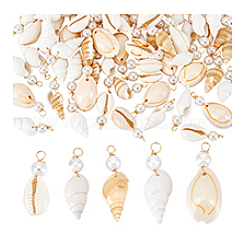 100 шт. 5 стиля подвесок из натурального смешанного ракушечника и АБС-пластика с имитацией жемчуга&nbsp;PALLOY-PH01902