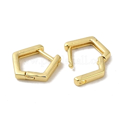 女性用真鍮ハギーフープピアス  18KGP本金メッキ  六角  12.5x2mm&nbsp;EJEW-C097-08G-01