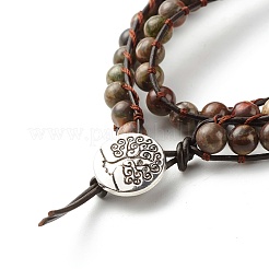 Perline rotonde in agata foresta pluviale naturale 2 bracciale avvolgente grezzo&nbsp;BJEW-JB07169-05