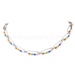 Комплекты из подвесных серег и ожерелий из стеклянных бусин чакра SJEW-JS01364