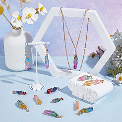 30 шт. подвески из натурального окрашенного кварца с заостренными бусинами&nbsp;PALLOY-OC00044