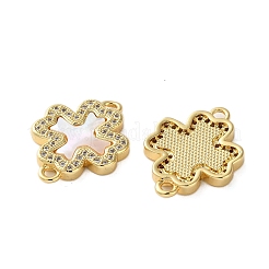 Ciondolo a croce in ottone micro pavé con zirconi cubici trasparenti&nbsp;KK-U070-09A-G