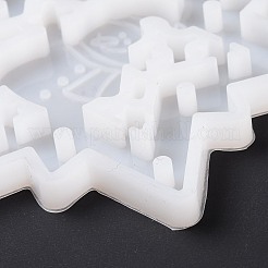 スノーマンペンダントシリコンモールド付きスノーフレーク  レジン型  UVレジン用  エポキシ樹脂工芸品作り  クリスマステーマ  ホワイト  85x77x6mm  穴：3mm&nbsp;DIY-K051-29