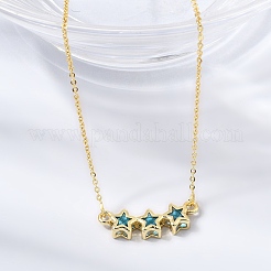 Colliers pendentifs triple étoile en laiton et verre&nbsp;KK-CBAB173-03G-12