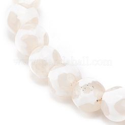 Bracciale elasticizzato con perline rotonde in agata naturale e occhio di gatto&nbsp;BJEW-JB08365-02