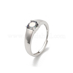 925 регулируемые кольца из стерлингового серебра с родиевым покрытием и муассанитом RJEW-U038-06P
