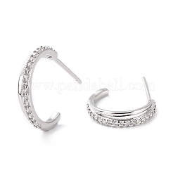 Funkelnde halbe Creolen mit Zirkonia-Ohrringen&nbsp;EJEW-C002-01P-RS