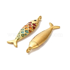 304ステンレスペンダント  エナメル  魚  18KGP本金メッキ  イオンプレーティング（ip）  カラフル  49x11.5x5.5mm  穴：3mm&nbsp;X-STAS-C152-01A-01G