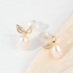 Серьги-гвоздики из листовой латуни с прозрачным кубическим цирконием KK-D301-16G