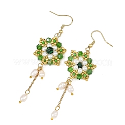 Boucles d'oreilles pendantes en acier inoxydable 304 avec perles de verre&nbsp;EJEW-MZ00808-01
