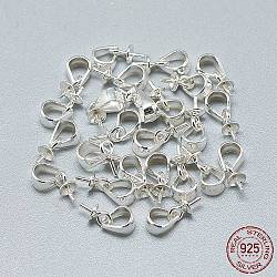 925 Sterling Silber Anhänger Bügel, für die Hälfte gebohrt Perlen, mit 925 Stempel, Silber, 6x3 mm, Bohrung: 3x4 mm, Stift: 0.6 mm