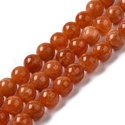 Naturali tinti perle di giada fili, tondo, arancione scuro, 8.5mm, Foro: 0.8 mm, circa 45~46pcs/filo, 14.69''~15.04'' (37.3~38.2 cm)
