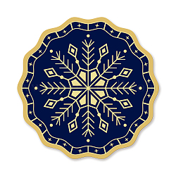 Pegatinas autoadhesivas en relieve de lámina de oro, etiqueta engomada de la decoración de la medalla, plano y redondo, patrón de copo de nieve, 5x5 cm