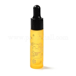 Tropfflaschen aus Gummi, wiederbefüllbare Glasflasche, für die Aromatherapie mit ätherischen Ölen, mit Glückskatzenmuster & chinesischem Schriftzeichen, golden, 2x9.45 cm, Bohrung: 9.5 mm, Kapazität: 10 ml (0.34 fl. oz)