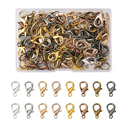 Beadthoven 120Pcs 8 Colors Zinc Alloy Lobster Claw Clasps, Parrot Trigger Clasps, Jewelry Making Findings, Mixed Color, 21x12mm, Hole: 2mm, 15pcs/color