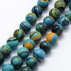 Chapelets de perles en malachite synthétique, teinte, ronde, bleu ciel, 8mm, Trou: 1mm, Environ 46 pcs/chapelet, 14.76 pouce (37.5 cm)