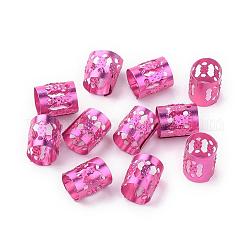 Dreadlocks in alluminio perline decorazione per capelli, polsini a spirale, rosa intenso, 9x8mm, Foro: 7 mm