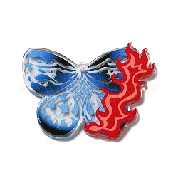 Pendentifs acryliques imprimés, papillon, bleu royal, 29x38.5x2mm, Trou: 1.6mm