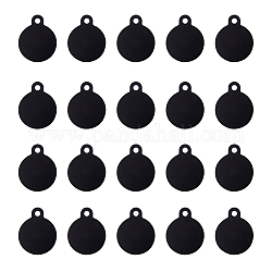 SUNNYCLUE 1 Box 20 Pcs Stamping Blank Tags Colorful Round Charms with 3mm Hole Aluminum 1mm Thickness Blanks for Bracelet Earring Charms DIY Jewerly Making, Black
