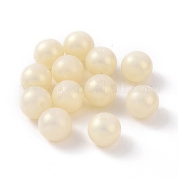 Perles d'imitation perles en plastique ABS, iridescent, ronde, jaune clair, 16x15.5mm, Trou: 2.5mm, environ 237 pcs/500 g