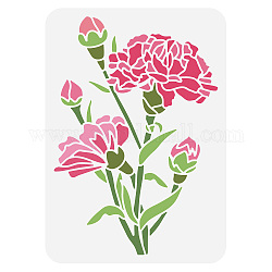 PET Hollow Out Drawing Painting Stencils, for DIY Scrapbook, Photo Album, Carnation Pattern, 210x297mm