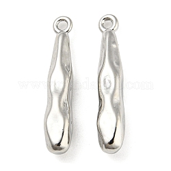 Brass Pendants, Teardrop Charms, Real Platinum Plated, 22x4mm, Hole: 1mm