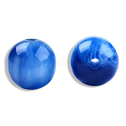 Abalorios de resina, de piedras preciosas de imitación, redondo, azul, 12mm, agujero: 1.6~1.8 mm