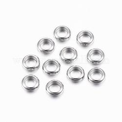 304 Edelstahl-Abstandhalter-Perlen, Ring, Edelstahl Farbe, 6x2 mm, Bohrung: 4 mm