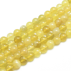 Chapelets de perles en opale jaune naturelle, Grade a, ronde, 8mm, Trou: 1mm, environ 51 pcs / brin, 15.35 pouce (39 cm)