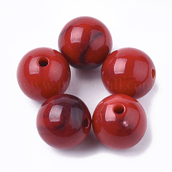 Acrylic Beads, Imitation Gemstone, Round, Red, 11.5~12x11.5mm, Hole: 2mm, about 520pcs/500g