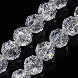 Transparentes craquements perles de verre brins, facette, ronde, clair, 12x11.5mm, Trou: 1.5mm, Environ 38 pcs/chapelet, 12.99 pouce (33 cm)