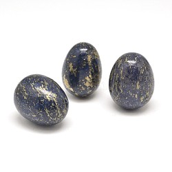 Pietra d'uovo di pirite naturale, pietra di palma tascabile per l'arredamento pasquale di meditazione per alleviare l'ansia, blu, 25x18mm
