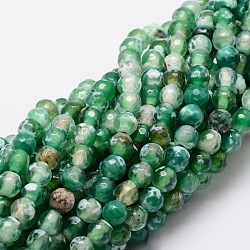 Chapelets de perles rondes en agate naturelle à facettes, teinte, vert de mer, 6mm, Trou: 1mm, Environ 64 pcs/chapelet, 14.7 pouce