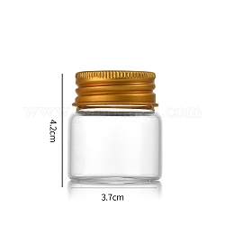 Bouteilles en verre transparent conteneurs de perles, tubes de stockage de billes à vis avec capuchon en aluminium, colonne, or, 3.7x4 cm, capacité: 20 ml (0.68 oz liq.)
