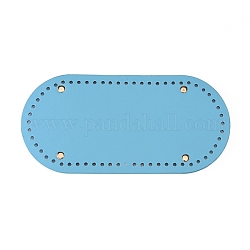 Pu Leder ovale Tasche Boden, zum Stricken von Taschen, Frauen Taschen handgefertigte Accessoires, Licht Himmel blau, 252x122x9.5 mm, Bohrung: 4.5 mm
