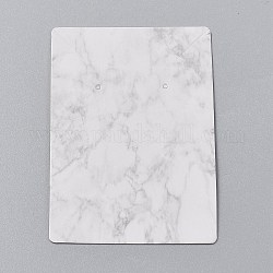 Tarjetas de la exhibición de la joya de cartón, para colgar pendientes y collares, Rectángulo, blanco, patrón de mármol, 9x6x0.05 cm, agujero: 0.2 cm, 100 unidades / bolsa