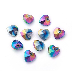 Romantic Valentines Ideas Glass Charms, Faceted Heart Pendants, Dodger Blue, 14x14x8mm, Hole: 1mm